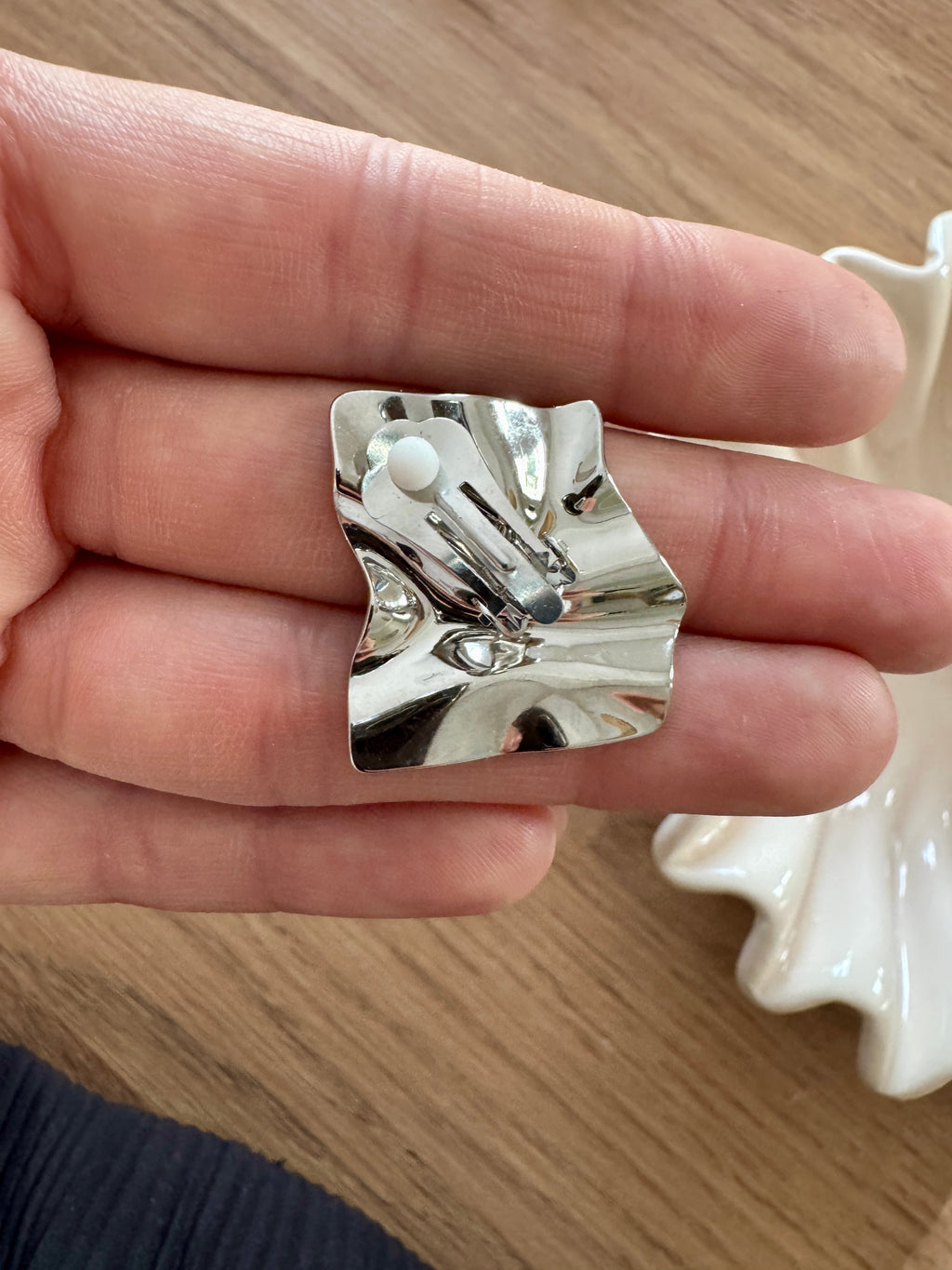 Boucles d’oreilles à pince « Acapulco » en acier argenté