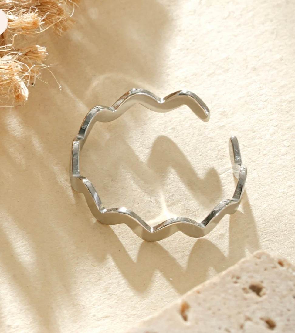 Bague ajustable  « Zélie » acier argenté