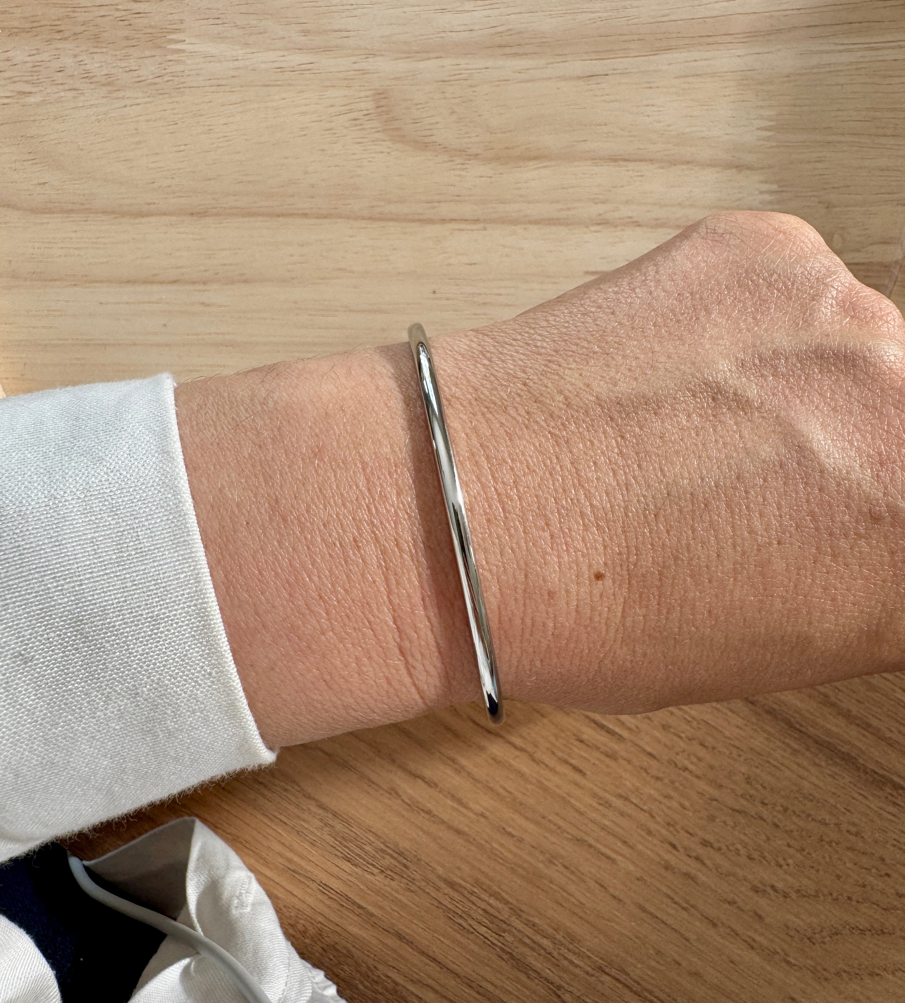 Bracelet jonc « Marcelle » acier argenté